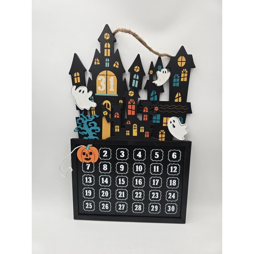 Halloween Countdown Calendar Wooden Ghost Pumpkin Wall Hanging
